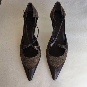 Cole Haan Brown Pointed Toe Pumps with Straps